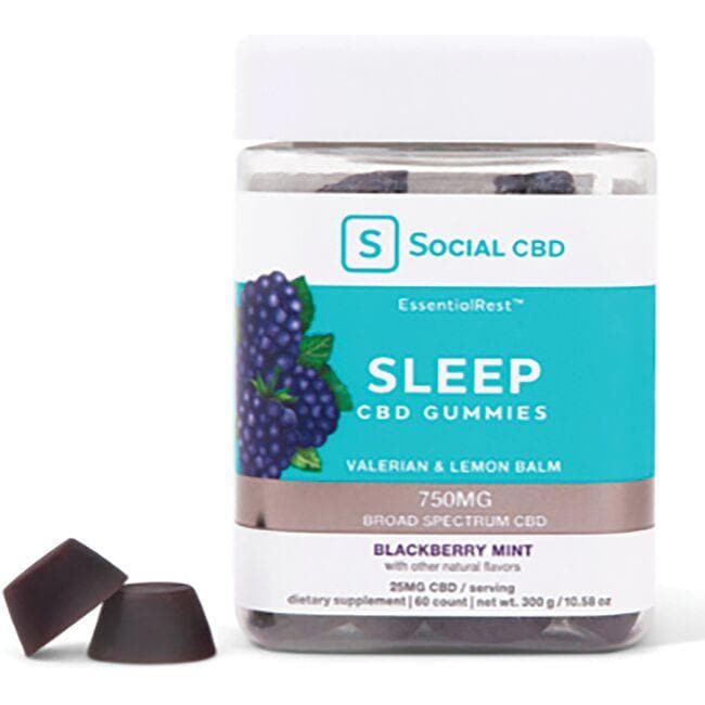 Social CBD Sleep Cbd Gummies - Blackberry Mint Supplement Vitamin | 25 mg | 60 Gummies
