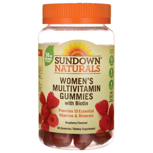 Sundown Naturals Womens Multivitamin Gummies with Biotin - Raspberry 60 Gummies