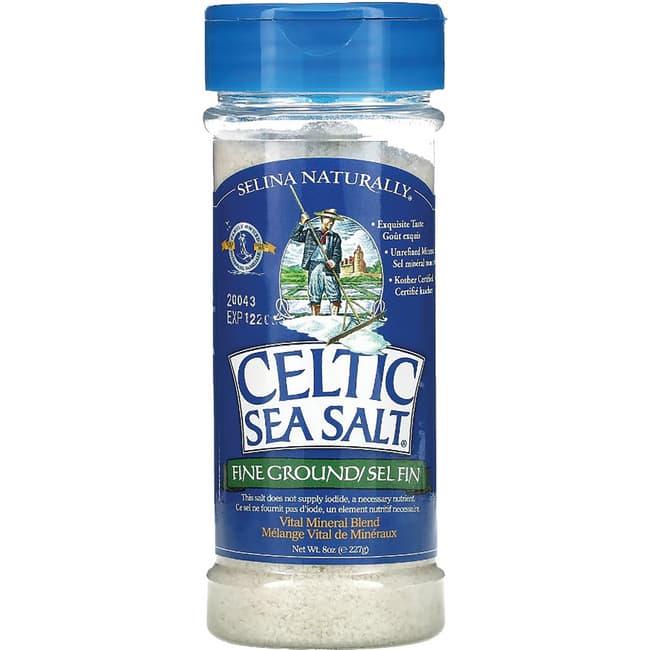 Selina Naturally Celtic Sea Salt Fine Ground Shaker 8 oz Jar Swanson Health Products