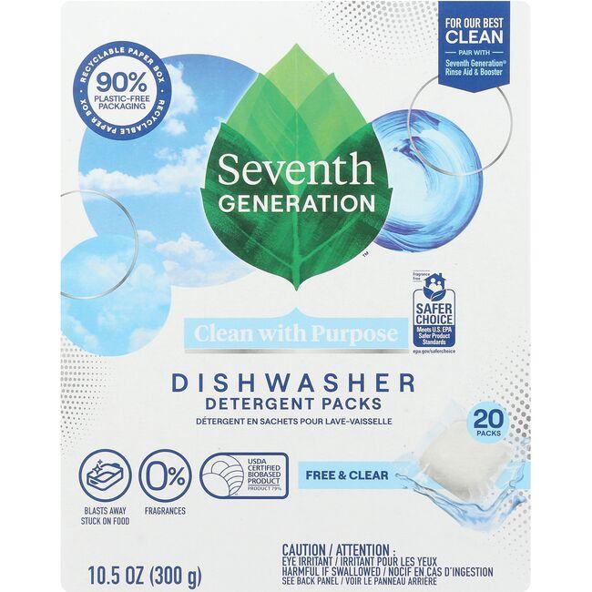 Seventh Generation Dishwasher Detergent Packets - Free & Clear | 20 ct