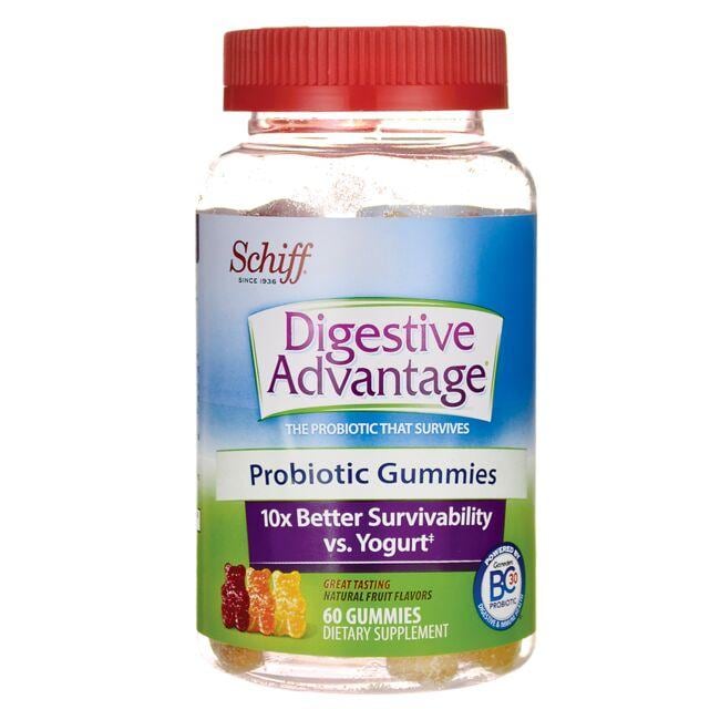Schiff Digestive Advantage Probiotic Gummies - Natural Fruit Flavors Supplement Vitamin | 500 Million CFU | 60 Gummies