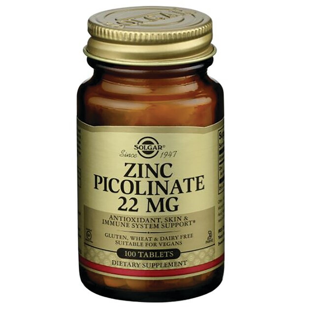 Solgar Zinc Picolinate 22 mg 100 Tabs - Swanson Health Products