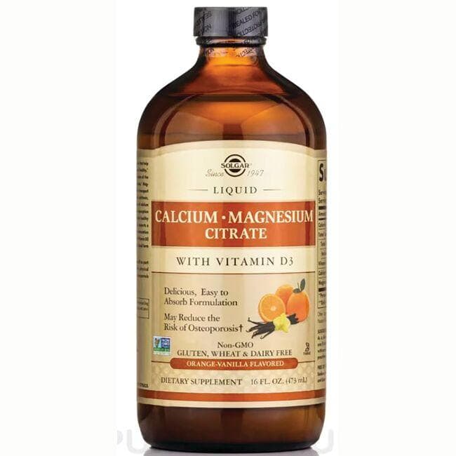 Solgar Liquid Calcium Magnesium Citrate with Vitamin D3 - Orange-Vanilla | 16 fl oz Liquid