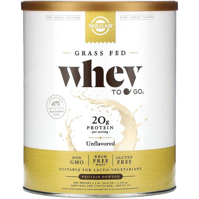 Solgar Grass Fed Whey To Go - Unflavored Protein Powder | 36.8 oz Powder