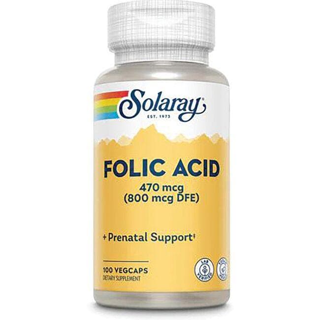 Solaray Folic Acid Vitamin | 470 mcg | 100 Veg Caps