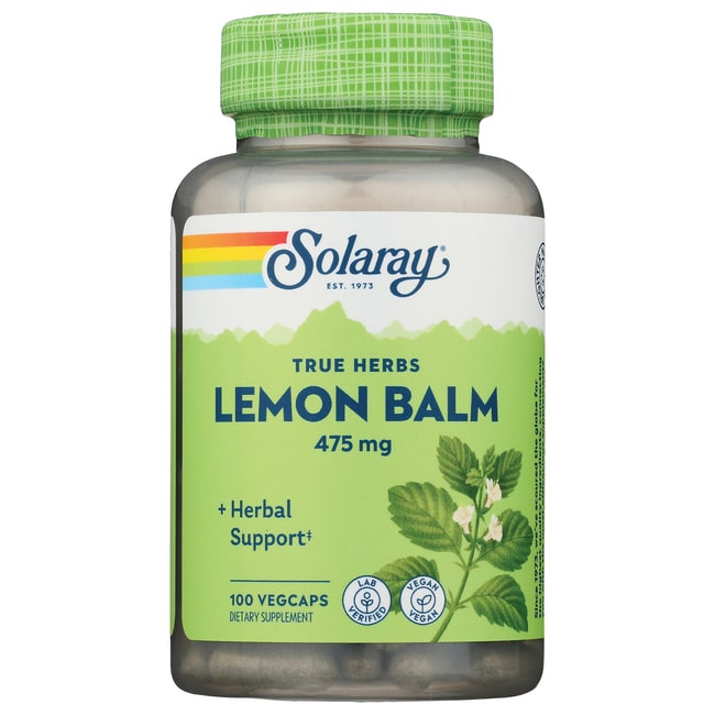 Solaray True Herbs Лимонный бальзам 475 мг 100 растительных капсул
