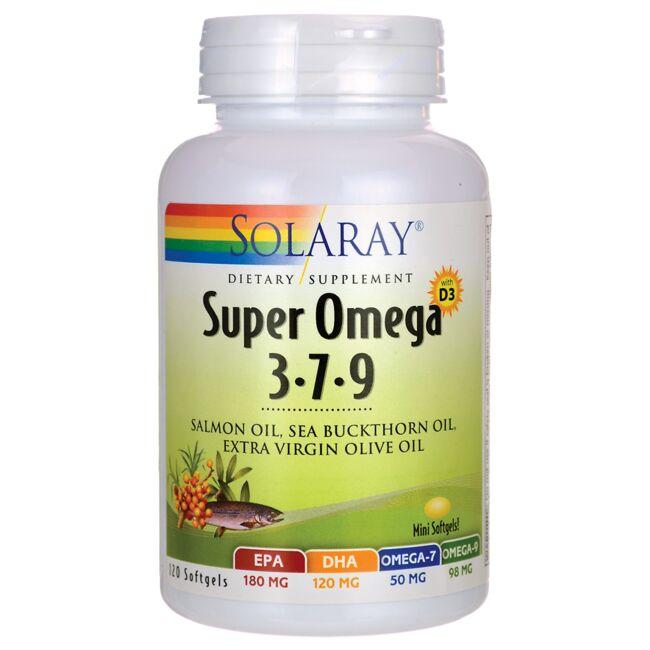 Solaray Super Omega 3-7-9 with D3 Supplement Vitamin | 120 Soft Gels