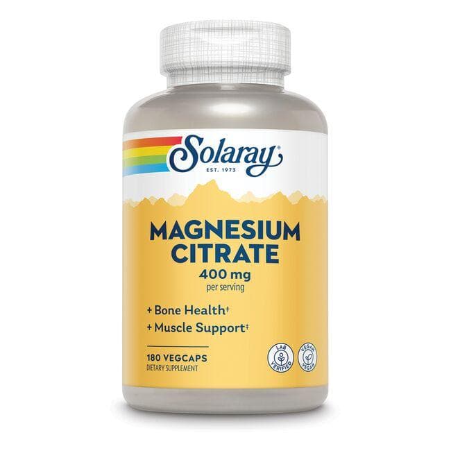 Solaray Magnesium Citrate Vitamin | 400 mg | 180 Veg Caps | Health Minerals