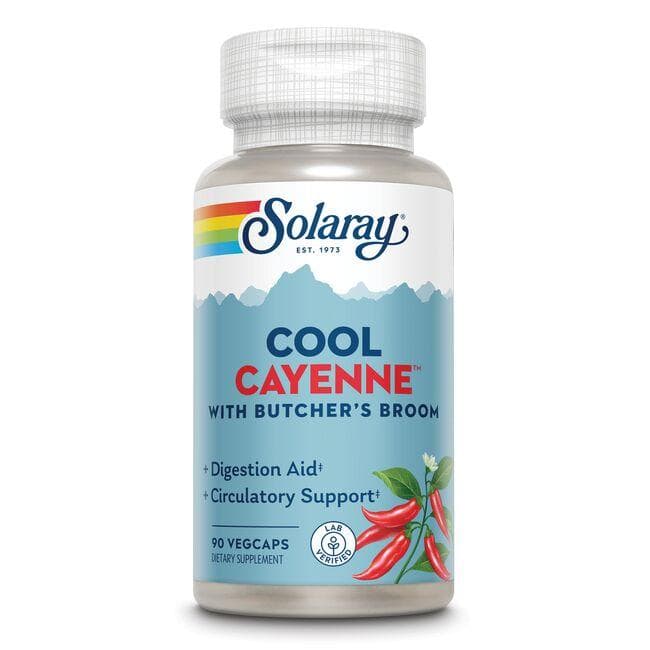 Solaray Cool Cayenne with Butchers Broom Vitamin | 90 Veg Caps | Weight Management