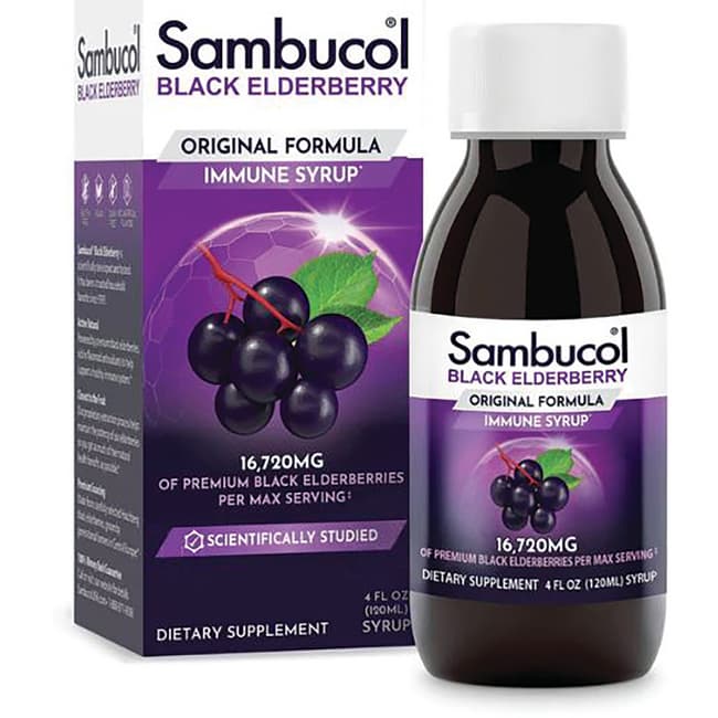 Sambucol Black Elderberry Syrup Sugar Free Formula 4 fl oz (120 mL ...