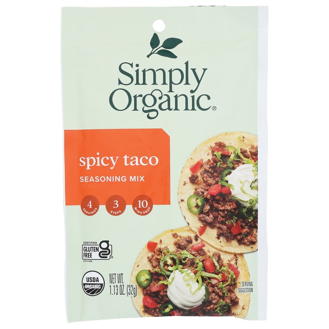 Просто органическая приправа Spicy Taco, 1,13 унции, упаковка