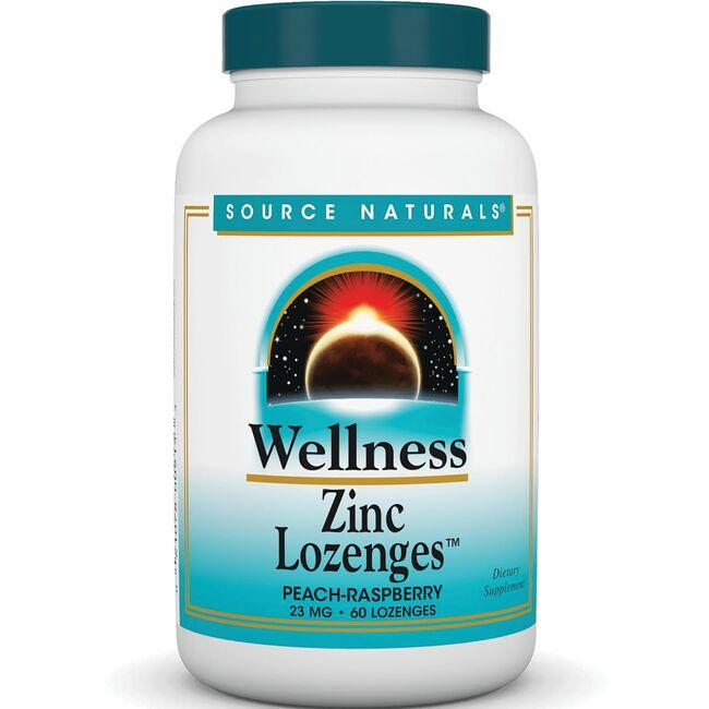 Source Naturals Wellness Zinc Lozenges Peach-Raspberry Flavor Vitamin 23 mg 60 Loz