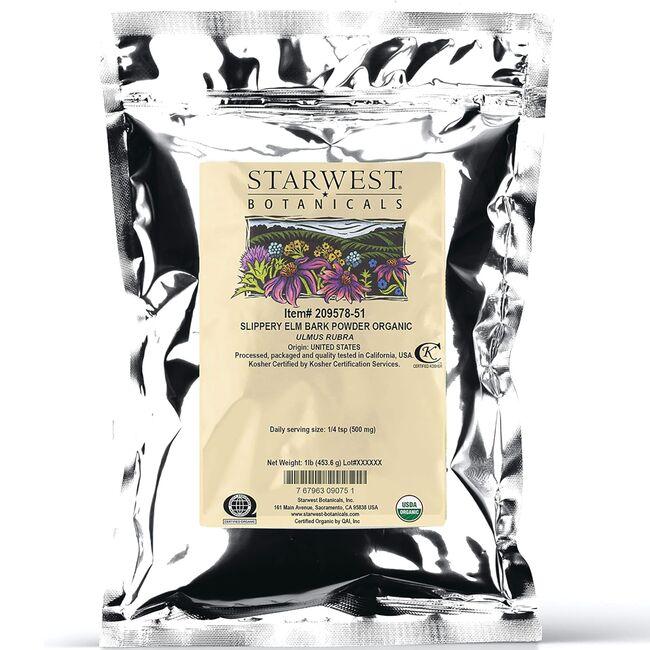 Starwest Botanicals Slippery Elm Bark Powder Organic | 1 lb Package