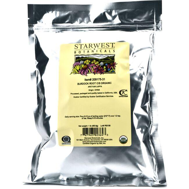 Starwest Botanicals Burdock Root C/S Organic Vitamin 1 lb Package