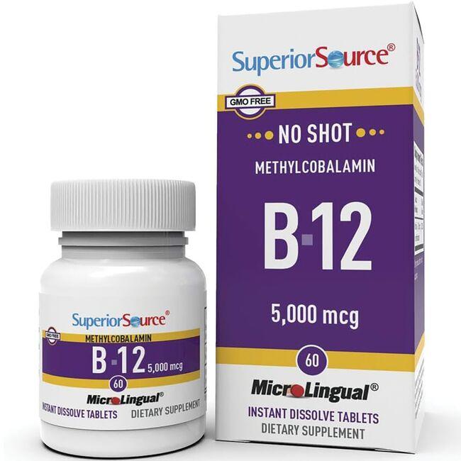 Superior Source B-12 Methylcobalamin Vitamin | 5000 mcg | 60 Tabs