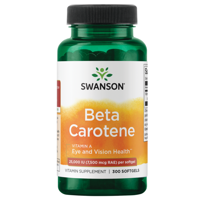 Swanson premium beta carotene vitamin A 25000 IU 300 softgels