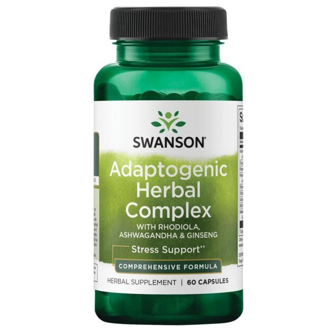 Swanson Premium Adaptogenic Herbal Complex with Rhodiola, Ashwagandha & Ginseng Vitamin 60 Caps