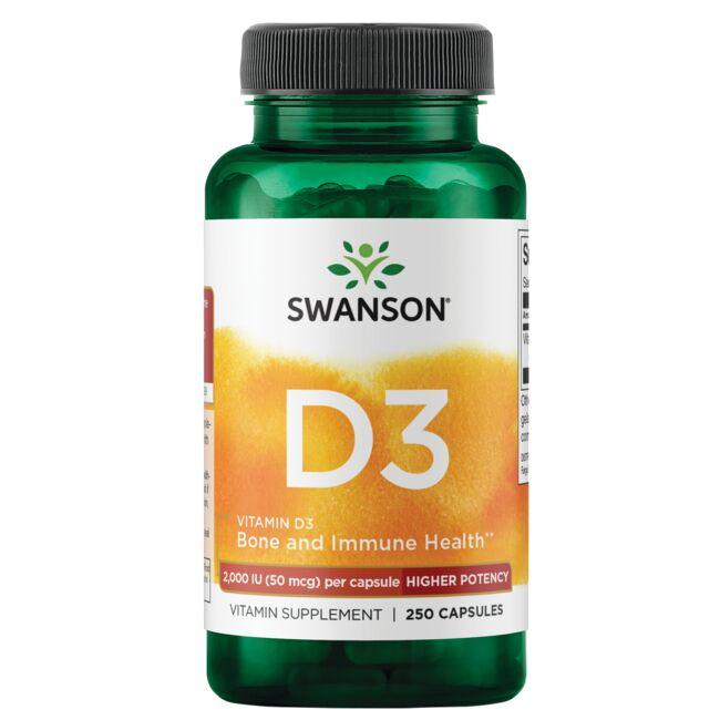 2000 IU Higher Potency 250 caps     FREE P&P Swanson  Vitamin D-3 
