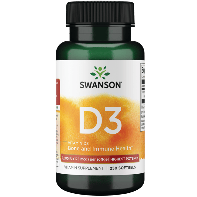 Vitamin D-3 5,000 IU - 250 Softgels - Swanson Health Products