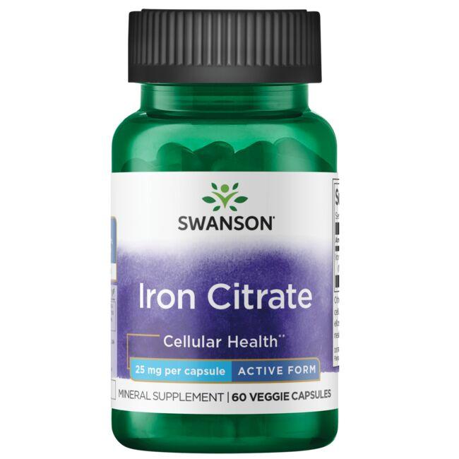 Swanson Premium Iron Citrate - Active Form Vitamin 25 mg 60 Veg Caps