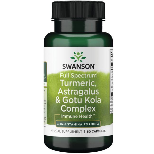 Swanson Premium Full Spectrum Turmeric, Astragalus & Gotu Kola Complex Vitamin 60 Caps