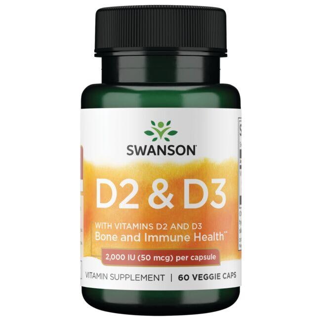 Swanson Premium Vitamin D Complex with Vitamins D2 & D3 2000 Iu 60 Veg Caps