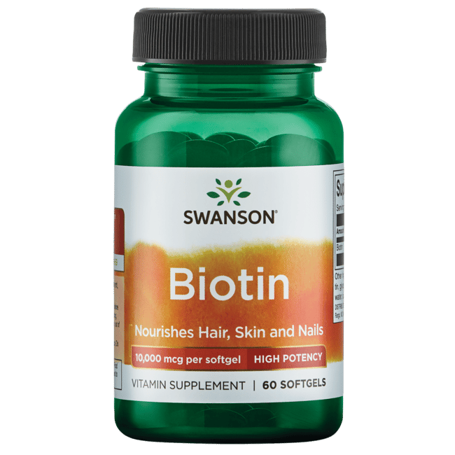 Swanson Premium Super Strength Biotin 10,000 mcg 60 Sgels Swanson