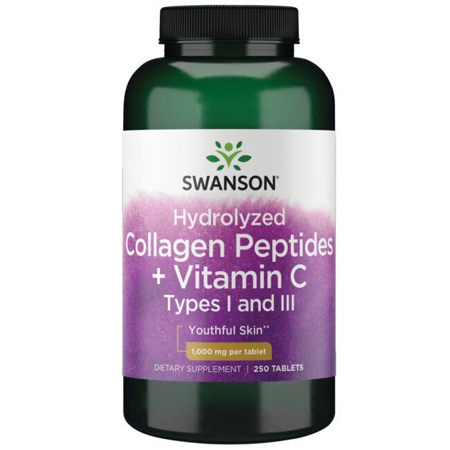 Swanson Premium Hydrolyzed Collagen Peptides + Vitamin C Types I and Iii 1000 mg 250 Tabs
