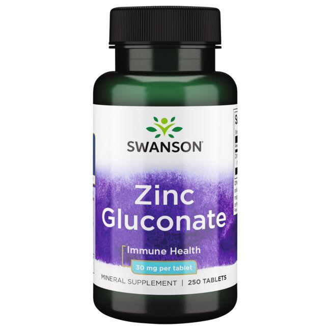 Swanson Premium Zinc Gluconate Vitamin 30 mg 250 Tabs