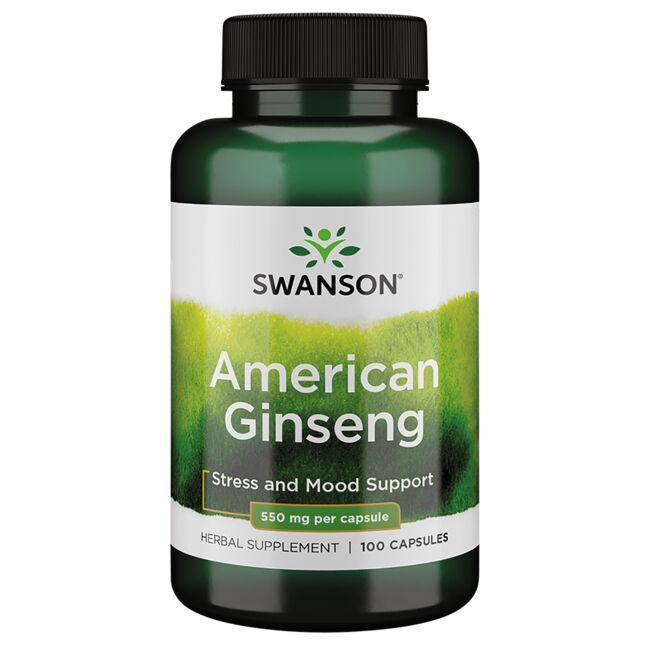Swanson Premium American Ginseng Vitamin 550 mg 100 Caps