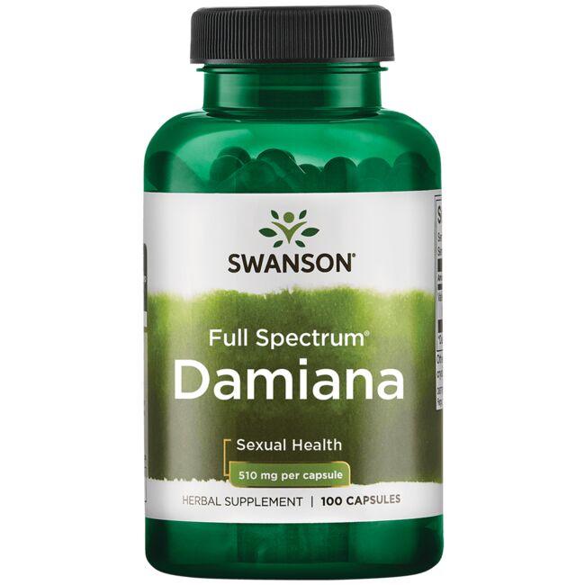 Swanson Premium Full Spectrum Damiana Vitamin 510 mg 100 Caps