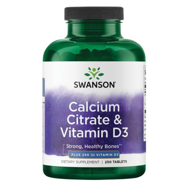 Swanson Premium Calcium Citrate & Vitamin D 250 Tabs