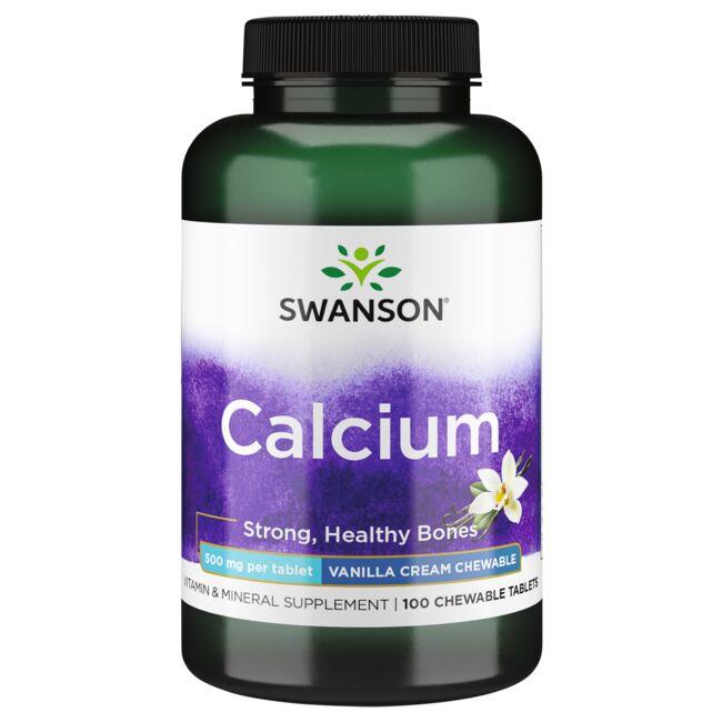 Swanson Premium Calcium - Vanilla Cream Chewable Vitamin 500 mg 100 Chewables