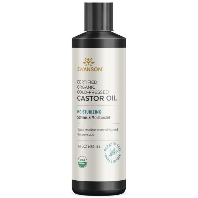 Swanson Premium Certified 100% Organic Cold-Pressed Castor Oil 16 fl oz Liquid
