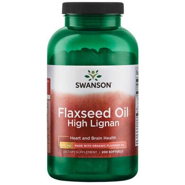 Swanson EFAs Flaxseed Oil High Lignan Vitamin 980 mg 200 Soft Gels