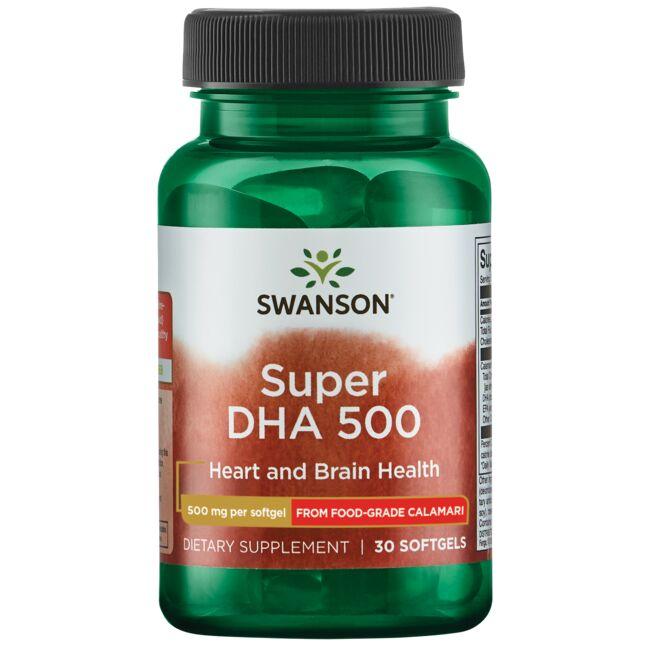 Swanson EFAs Super Dha 500 from Food-Grade Calamari Supplement Vitamin 500 mg 30 Soft Gels