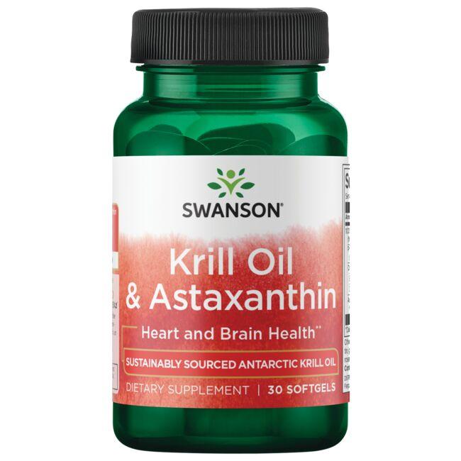 Swanson EFAs Krill Oil & Astaxanthin Supplement Vitamin 30 Soft Gels