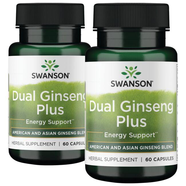 Swanson Superior Herbs Dual Ginseng Plus - 2 Pack Vitamin 60 Caps Per Bottle