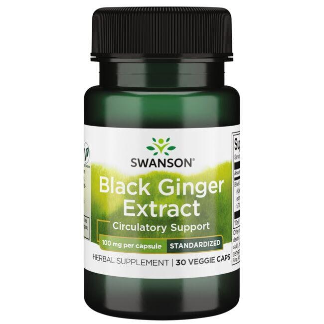 Swanson Superior Herbs Black Ginger Extract - Standardized Vitamin 100 mg 30 Veg Caps