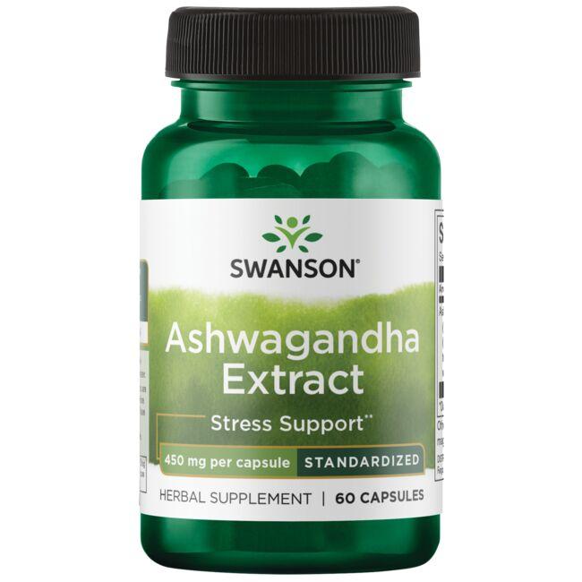 Swanson Superior Herbs Ashwagandha Extract - Standardized Vitamin 450 mg 60 Caps