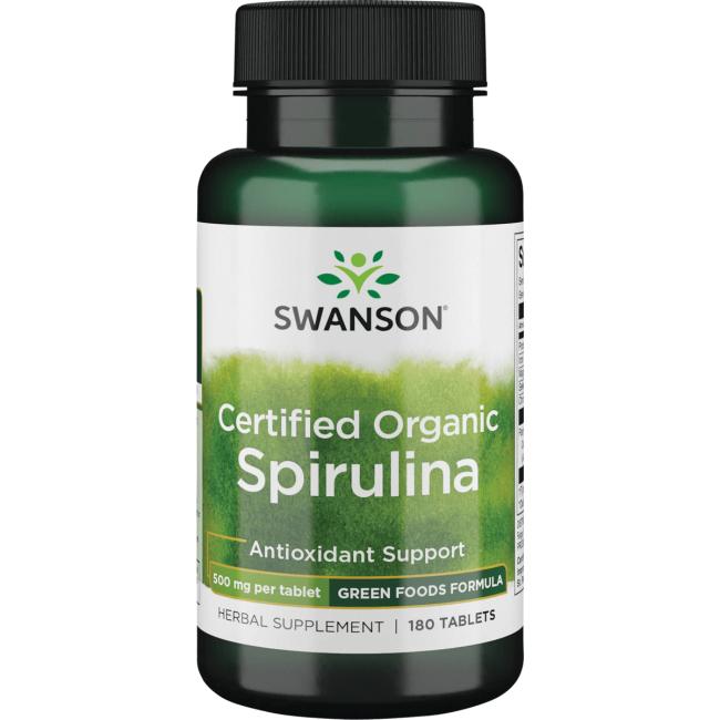 Swanson GreenFoods Formulas Certified Organic Spirulina Supplement Vitamin 500 mg 180 Tabs