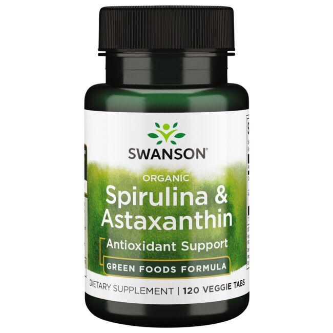 Swanson GreenFoods Formulas Organic Spirulina & Astaxanthin Supplement Vitamin 120 Veg Tabs
