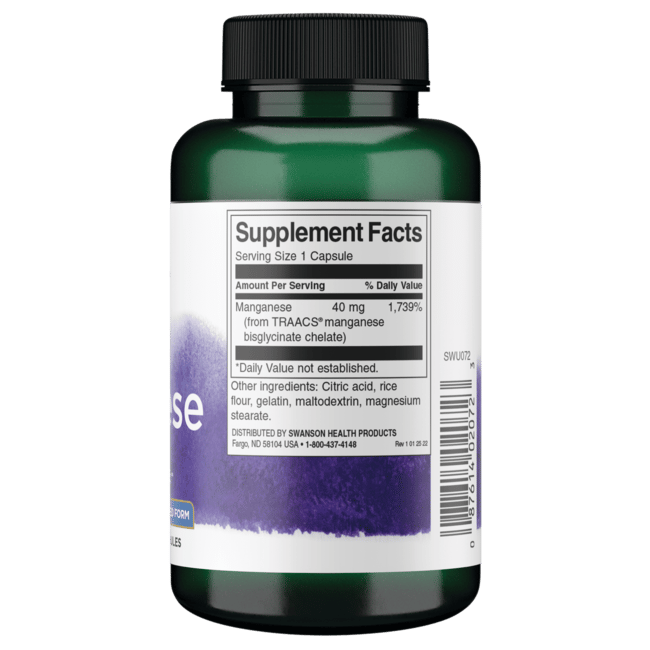 Swanson Ultra Albion Chelated Manganese Glycinate 40 mg 180 Caps Swanson®