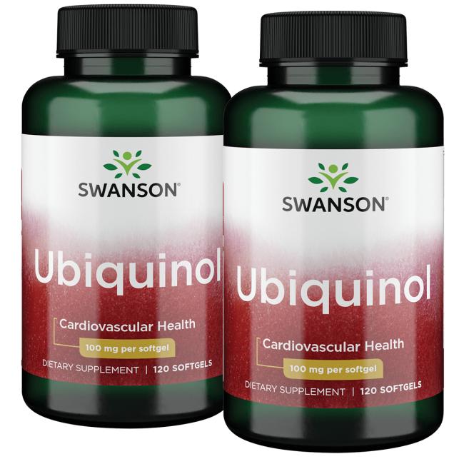 Swanson Ultra Ubiquinol - 2 Pack Supplement Vitamin 100 mg 120 Soft Gels Per Bottle
