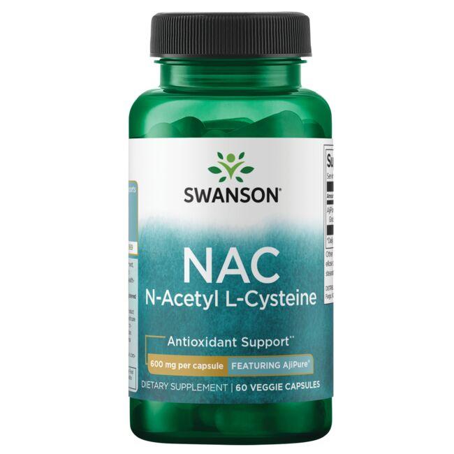 Swanson Ultra Nac N-Acetyl L-Cysteine - Featuring Ajipure Supplement Vitamin 600 mg 60 Veg Caps