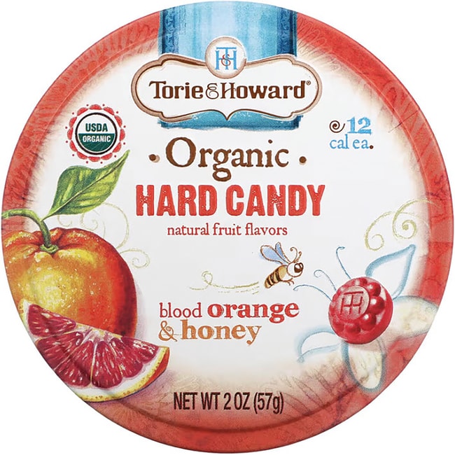 Органические леденцы Torie & Howard - красный апельсин и мед в упаковке, 2 унции
