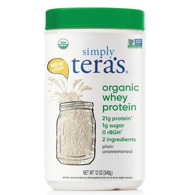 Simply Teras Grass Fed Organic Whey Protein - Plain Unsweetened Vitamin 12 oz Powder