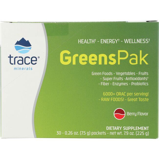 Trace Minerals Greens Pak - Berry Supplement Vitamin 30 Packets