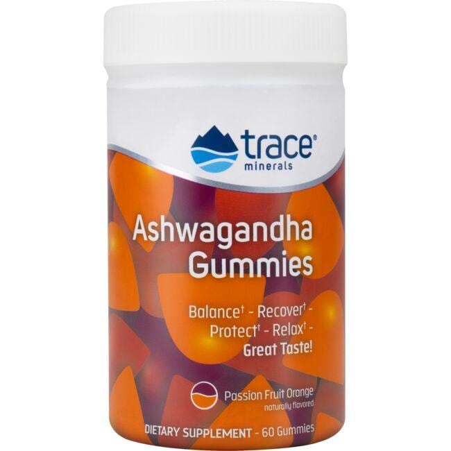 Trace Minerals Ashwagandha Gummies - Passion Fruit Orange Vitamin 60 Gummies