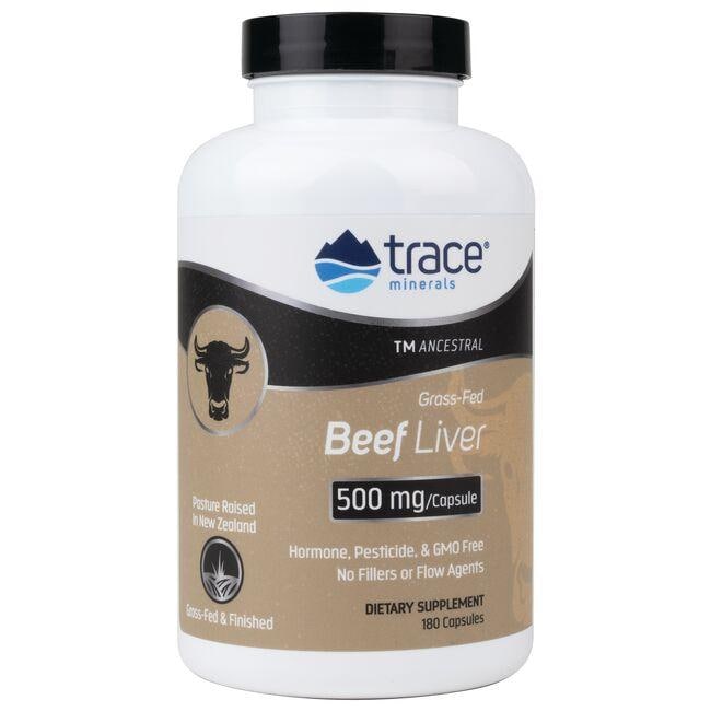 Trace Minerals Grass-Fed Beef Liver Supplement Vitamin | 500 mg | 180 Caps